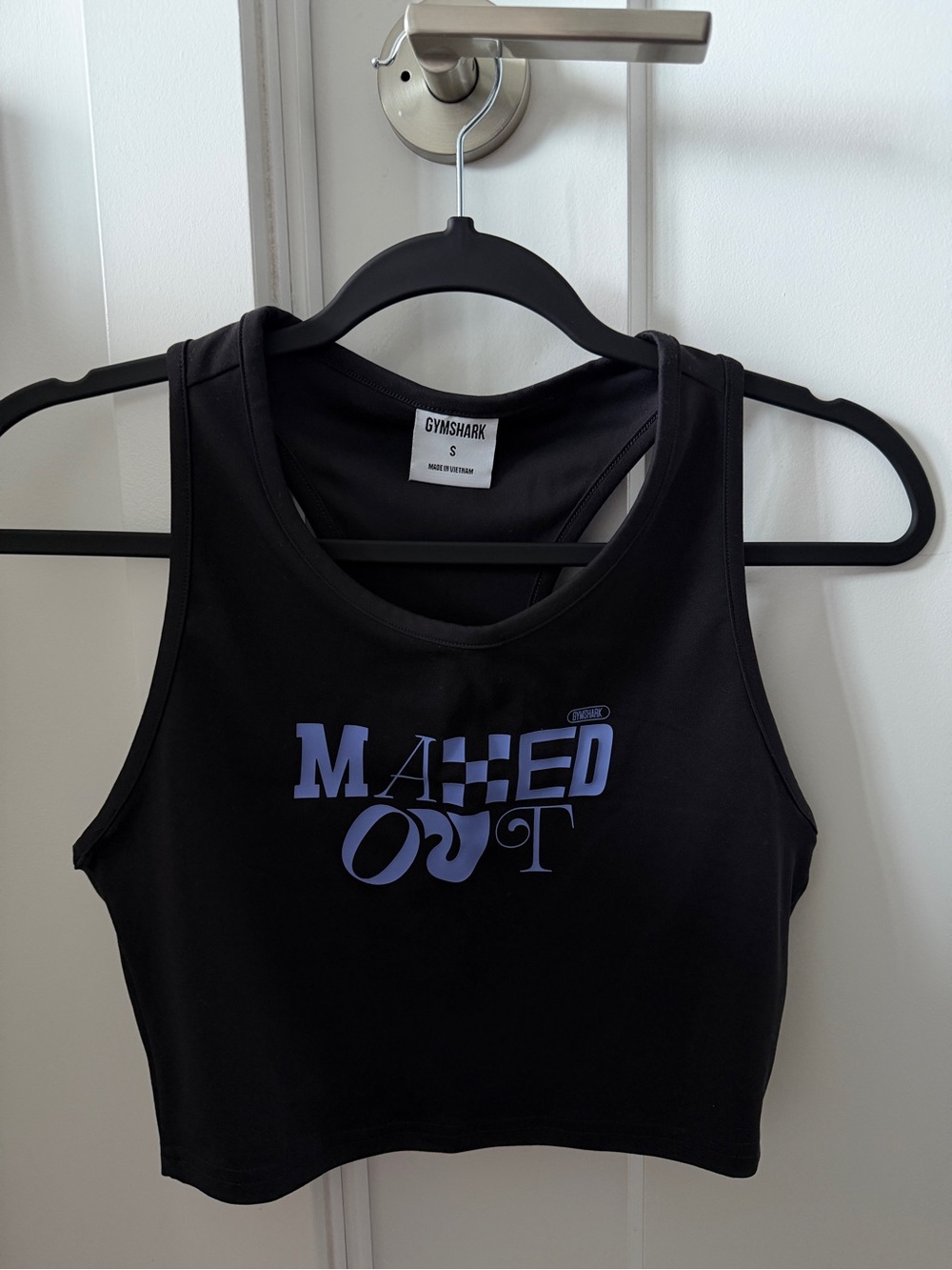Gymshark Maxed Out Graphic Print Cropped Tank Top Black & Purple Small